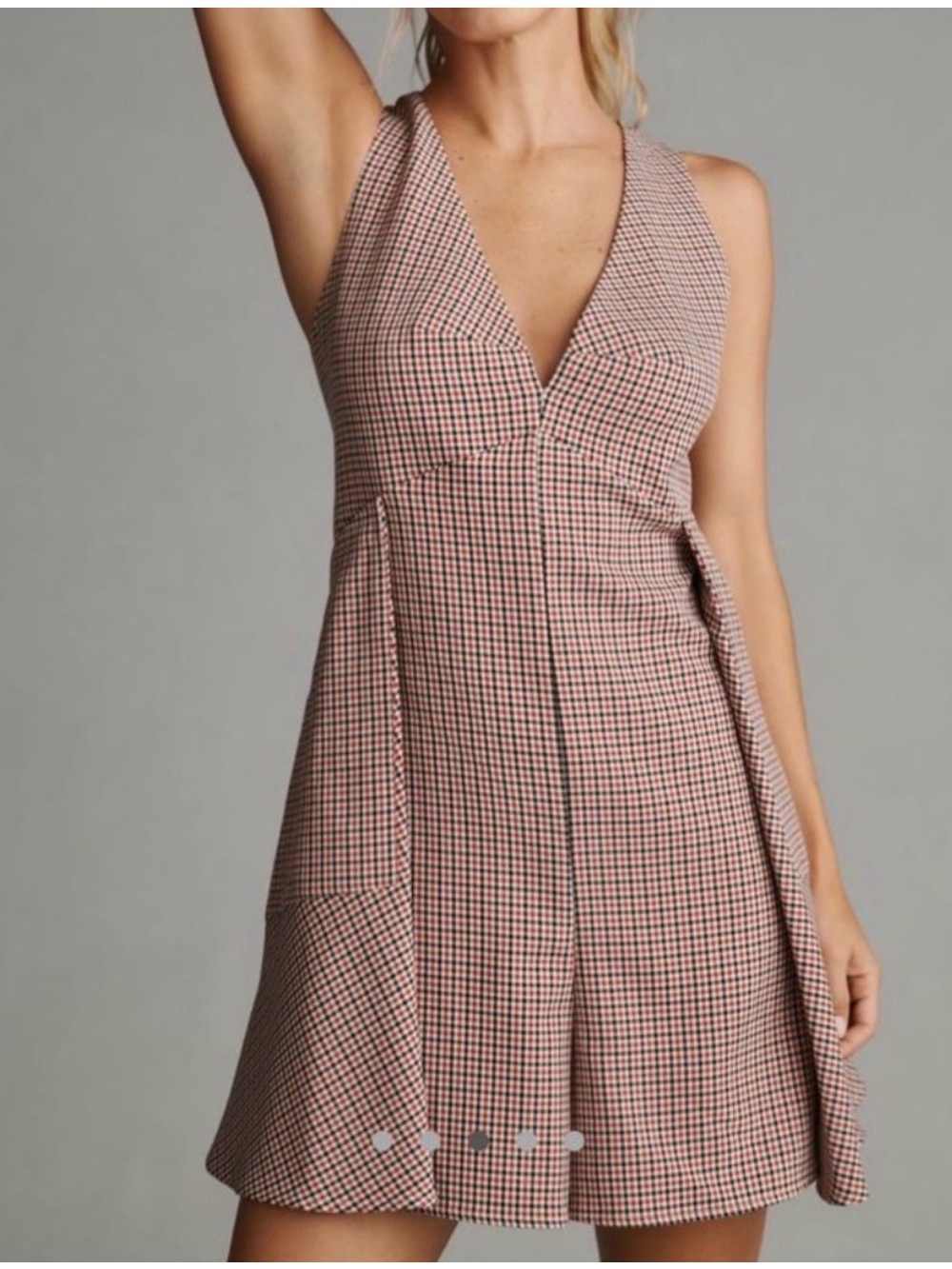 Anthropologie Mare Mare V-Neck Mini-Check Romper Size XL